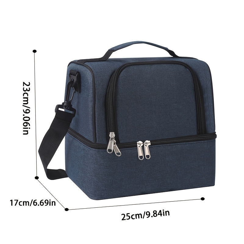 TEMU Double-layer Lunch Bag, Heat-insulated And Cold-preserving Food Preservation Insulated Bag, Lunch Bag, Cooler Bag, Insulated Bag, Soft Cooler,