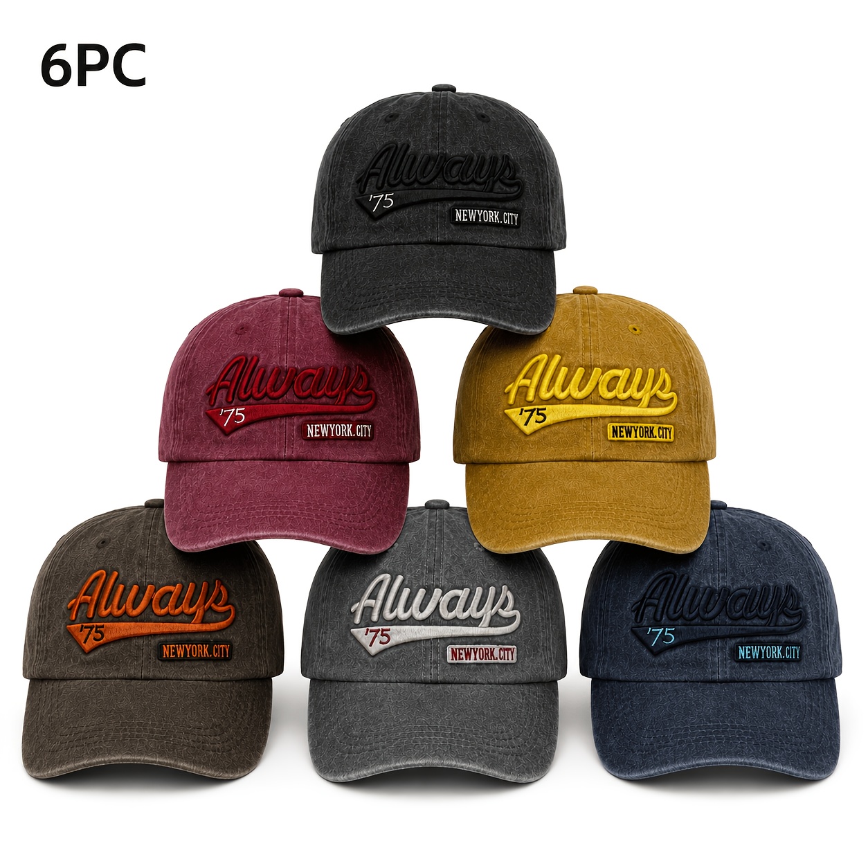 TEMU 6pcs Baseball Set, 6 Colors, Unisex Sun Hats, Dad Hats, Sports Caps, Edition, Universal Brim, Practical, Lightweight And Stylish