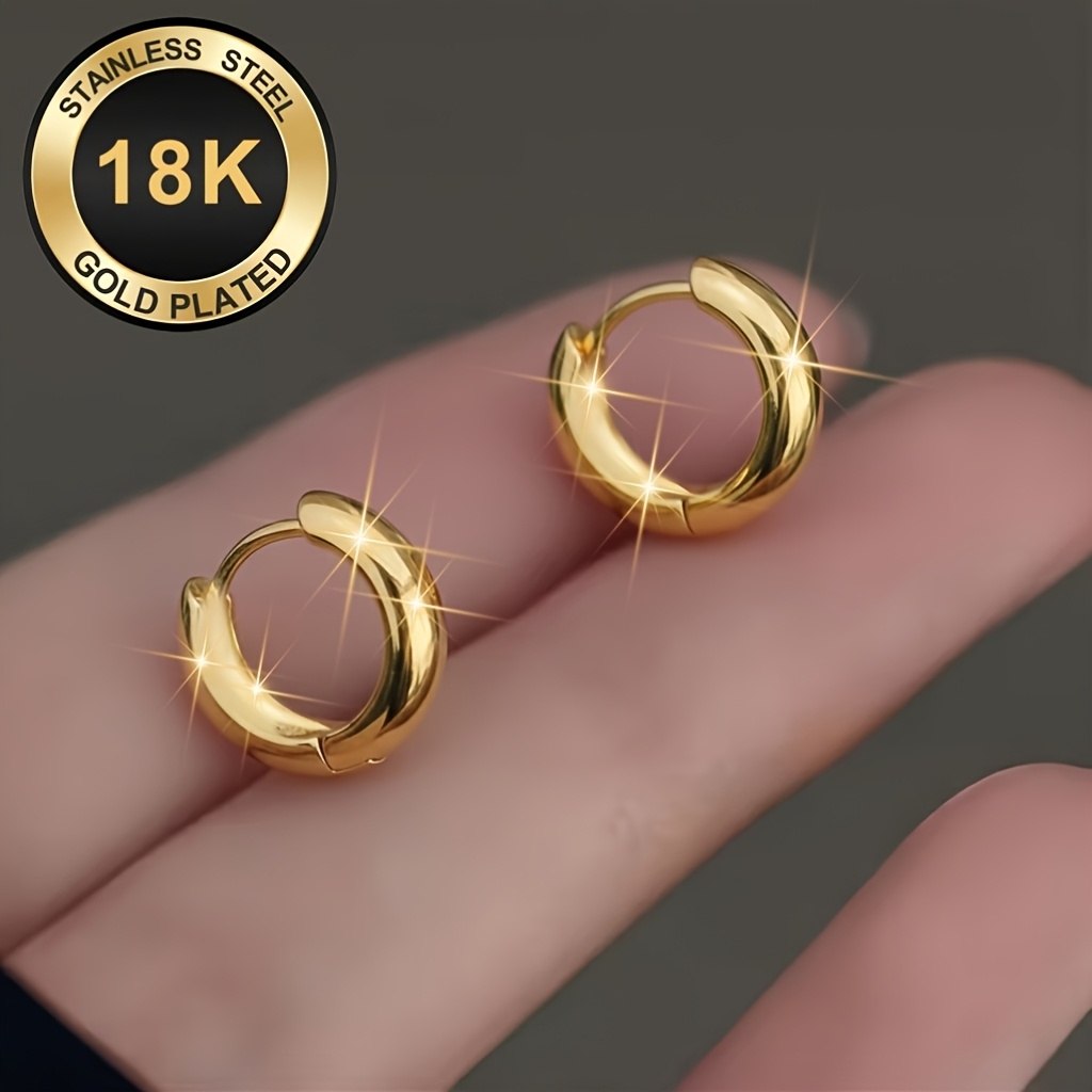 TEMU Orecchini da donna in acciaio inossidabile qualit�, placcati in oro 18K, antiabrasivi e antisbiadimento, ipoallergenici, eleganti e ,