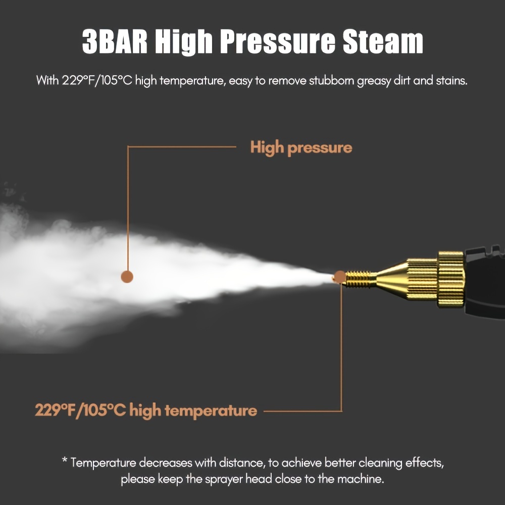 1pc portable handheld steam cleaner high temperature pressurized machine with brush heads for kitchen furniture bathroom us plug details 5