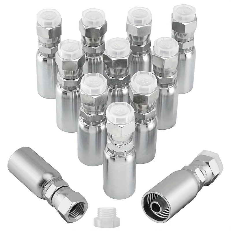TEMU 12 Pack 3/8" Hydraulic Hose End Fittings: 3/8" I.d. Hose X 3/8" Jic 37° Female With Protection Cover Hydraulic Hose End Swivel Crimp Fitting