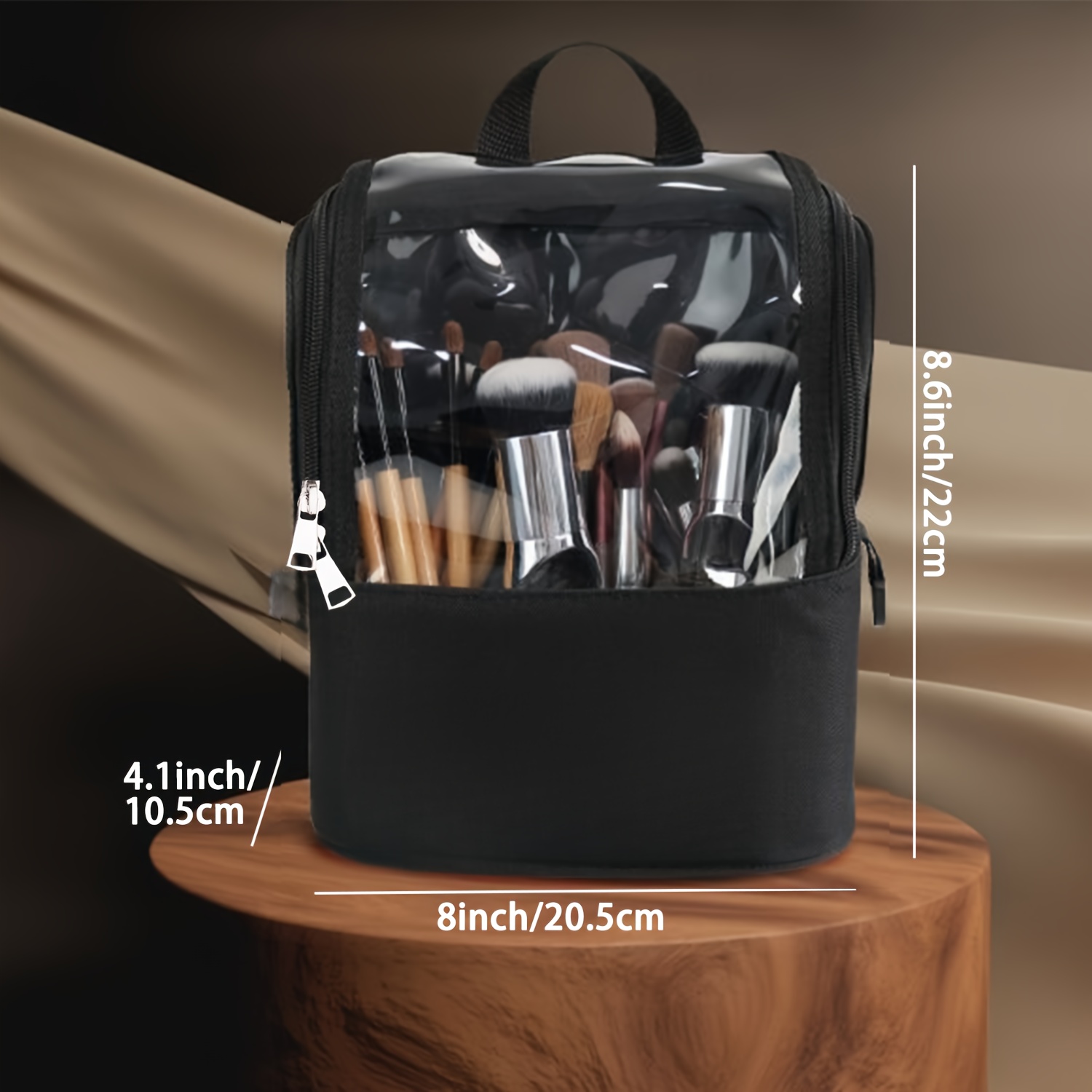 Image of Professional Cosmetic Bag For Artists, Featuring A Large Capacity Makeup Brush Holder With An Adjustable Divider, Perfect For Travel And Organization