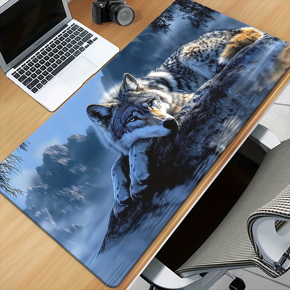 Large Wolf by the River Gaming Mouse Pad - Non-Slip Rubber Base, Realistic Wolf & River Landscape Desk Mat, Soft Fabric Surface for PC, Office, Laptop - Ideal for Gamers & Professionals - Durable Workspace Decoration, Office Workspace, Natureinspired Design, Highquality Print, Pc Enthusiasts, Wolf/large Wolf Desk Mat, Mouse/gamer Pad For Mouse, Wolf Mouse Desk, Lion Mouse Pad, Topographic Mouse Pad With Design, Boar Rubber, Mousepad, Desk Mat, Gaming Mouse Pad, Mouse Pad For Desk