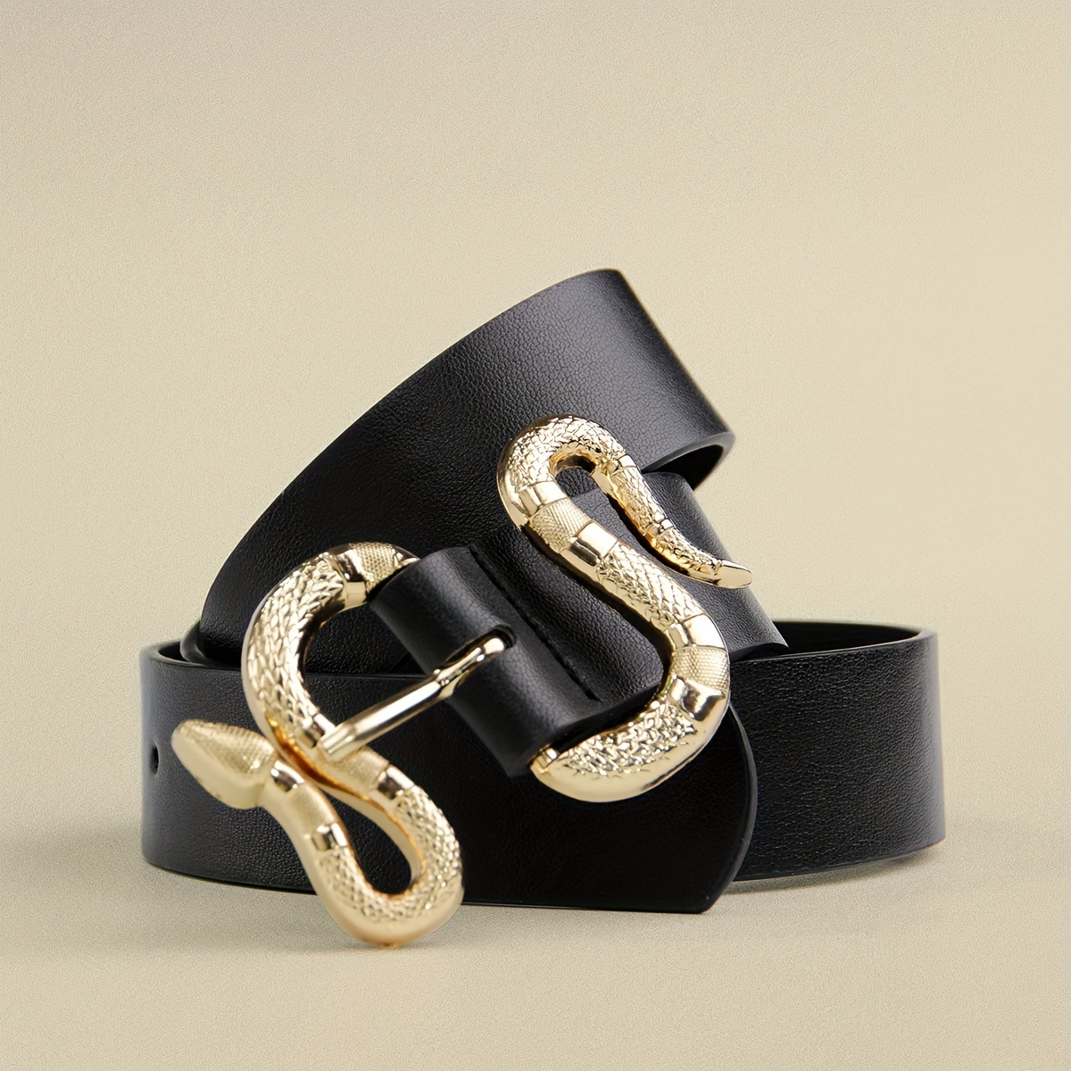 1pc womens black snake shape belt metallic scale - Temu display picture 1