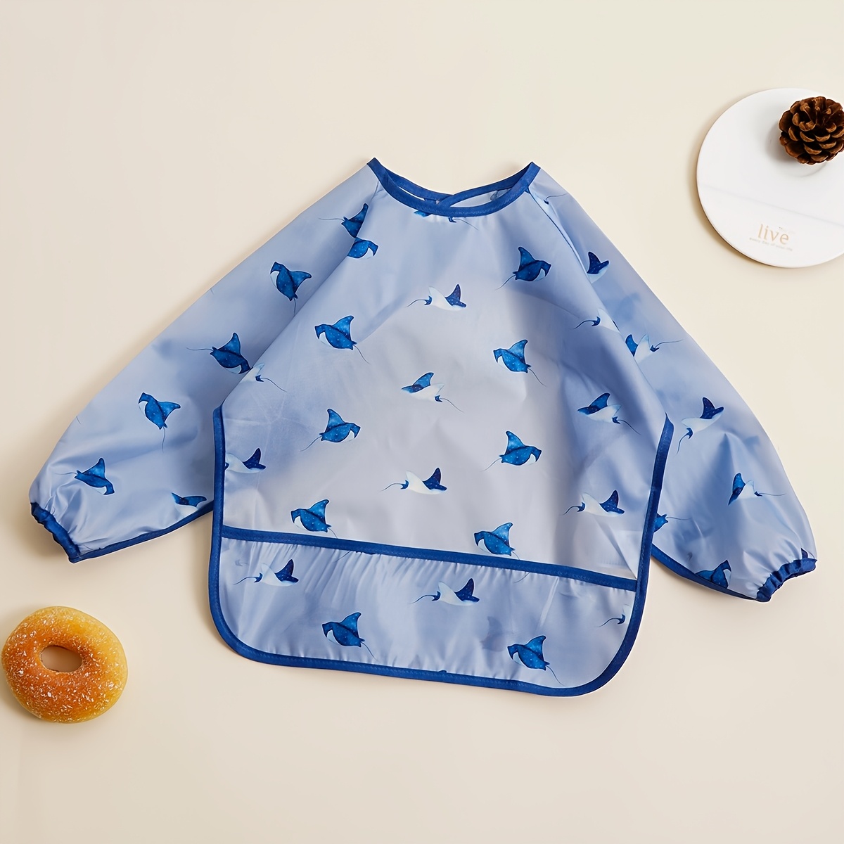 Image of Long-sleeved Smock,easy To Feeding Bib,polyester Coverall Apron For Feeding, Painting, And Mess-free Meals, Food Accessories