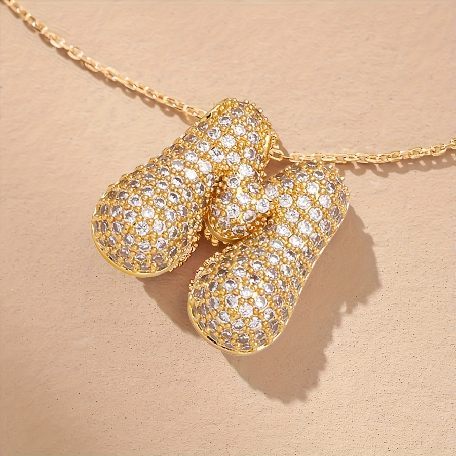 Image of European And American Popular Micro-inlaid Zirconia Necklace Light Copper Plated Jewelry