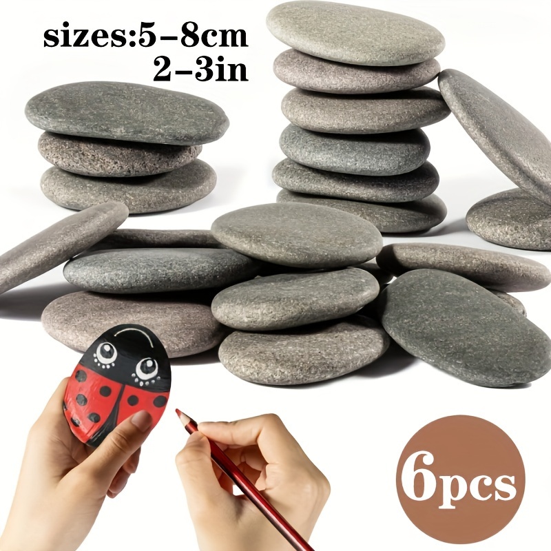 TEMU 6pcs/12 Pcs Painting Rocks - Paintable Rocks, Rocks For Painting, Painting Supplies, Diy Stones For Painting Art, Crafts, Decoration, , , , Diy Projects, Vase Fillers,