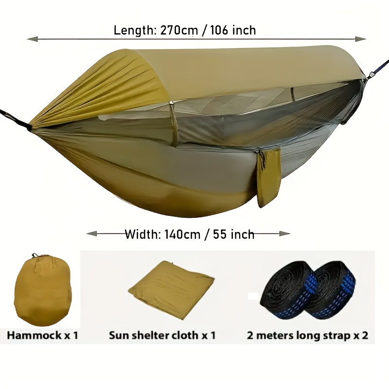 [Versatile Camo Hammock] 4-in-1 Camo Camping Hammock - Durable Nylon, Versatile with Mosquito Net & Sun Shelter, Easy Setup for Backpacking, Hiking, Beach & Garden Adventures, Camping Accessories