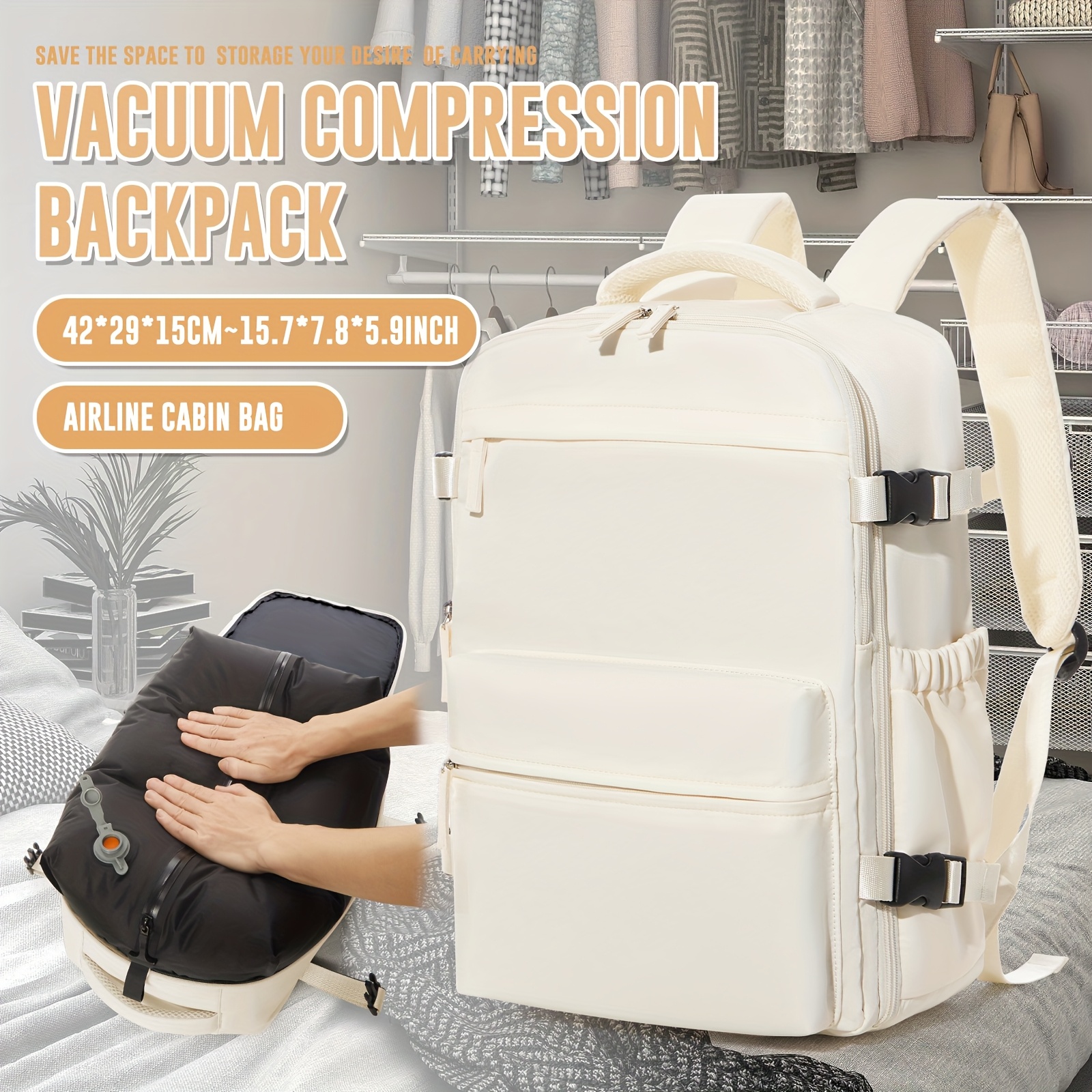 sac à voyage à compression sous vide 40×20×25 cabine Temu