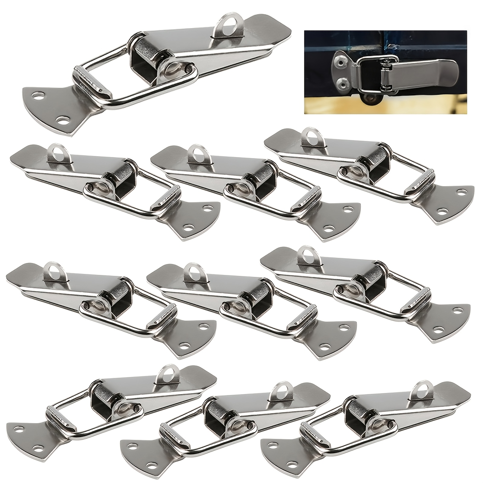 E-shop 20 Stk. (10 Stk. Schlösser + 10 Stk. Haken) Knebelverschluss – Federbelastete Clips für Kisten, Koffer & Lattenkästen – Langlebiger Federriegel