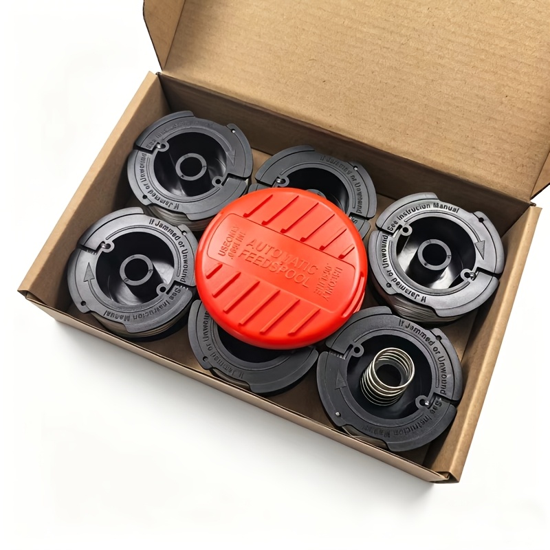 TEMU 8pcs Set (6 Coils, 1 , 1 Spring) For Lawn Mower Parts, Replacement Spool Models Af-100/af-100-3zp/af-100-bkp, Automatic Line Feed, Nylon Line Is