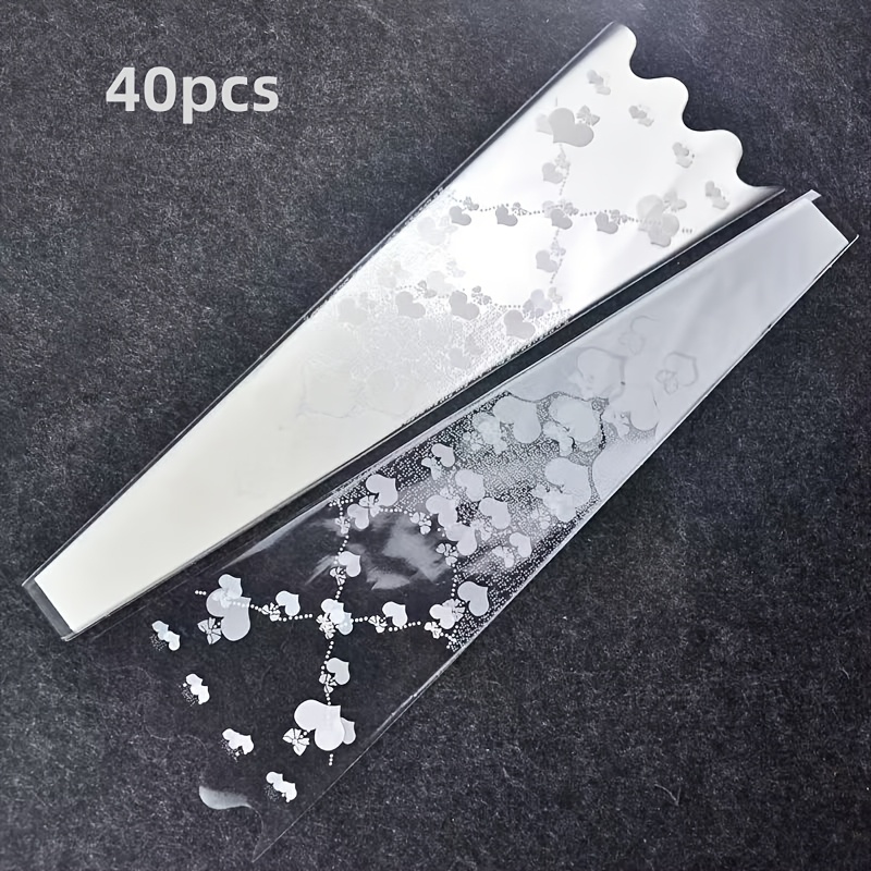 TEMU /40pcs Heart-shaped Transparent Opp Flower Packaging Bags For Single Roses, Tulips, Carnations, And Bouquets - Suitable For Flower Packaging