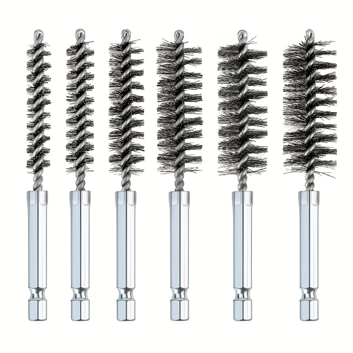 6pcs set of stainless steel wire tube brushes multi specification wire brush for deburring screws and threads rust removal 1 4 hexagonal   dusting de rusting decaying and polishing pipes ports and bearings allowing you to   your   machines cars or  