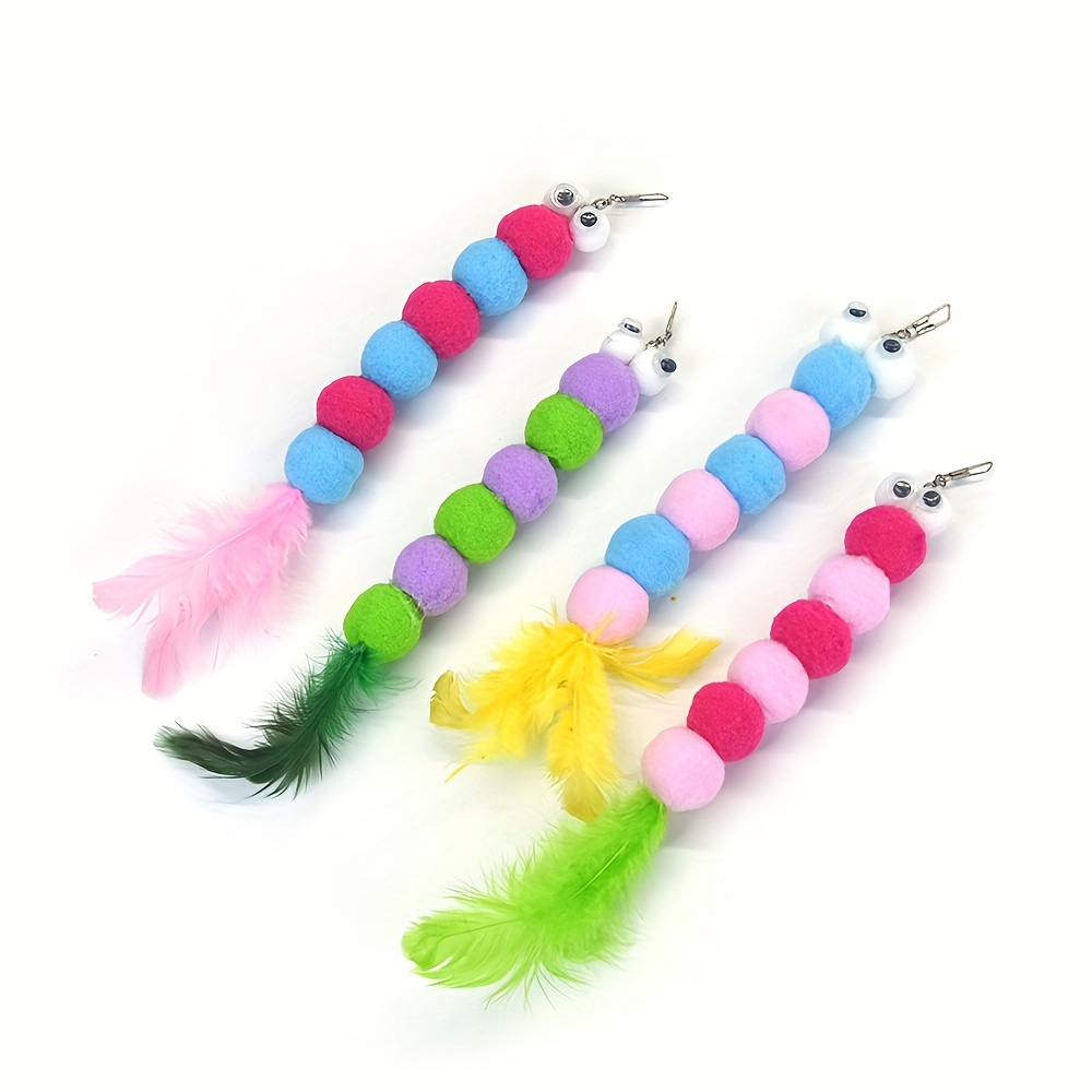 12  toy set with telescopic fishing rod plush worms dragonfly   heads animal print pattern no battery required