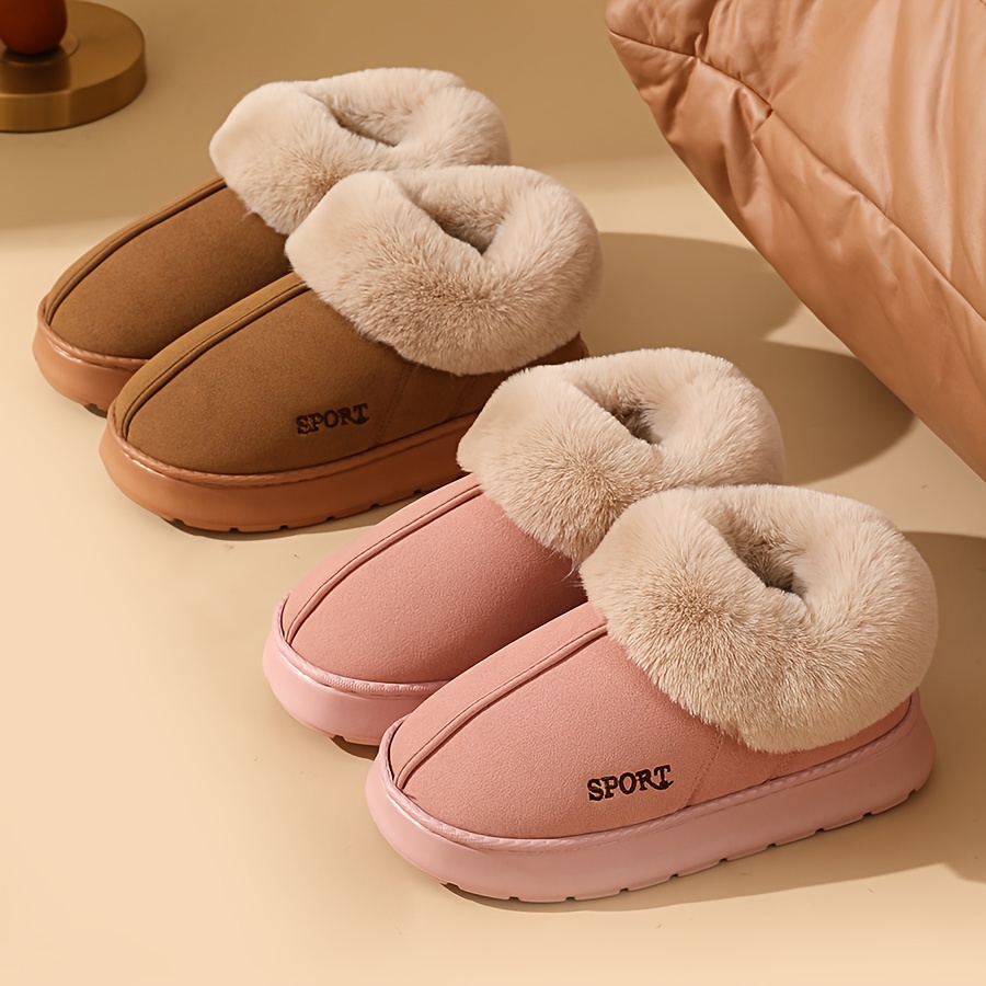 

Men's Comfortable Solid Color Slip On Shoes, Non-slip Warm Cozy Slippers For Indoor, Autumn And Winter
