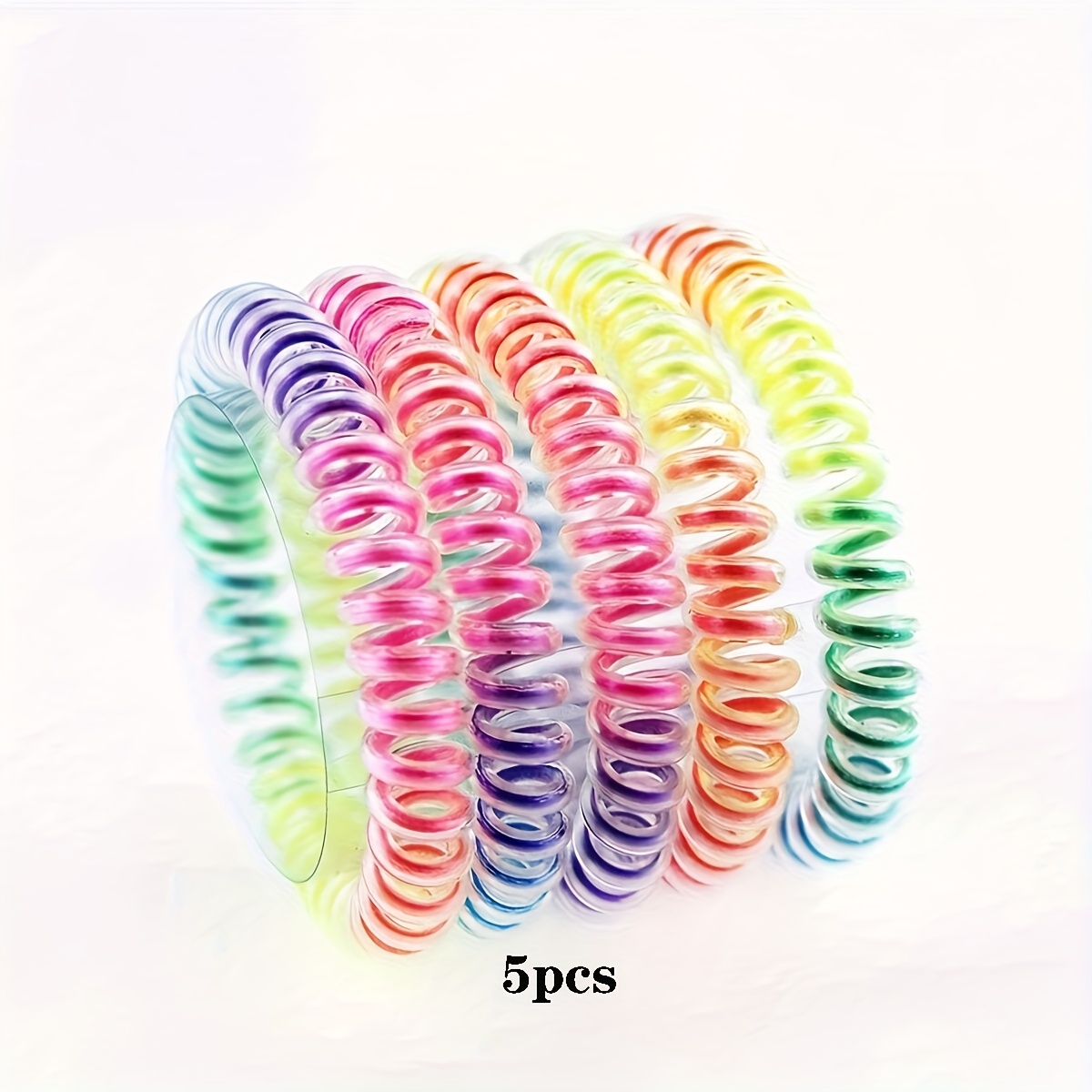 5/8/18pcs Gradient Color Rainbow Hair Ties, Elastic And Hair Spiral Headbands
