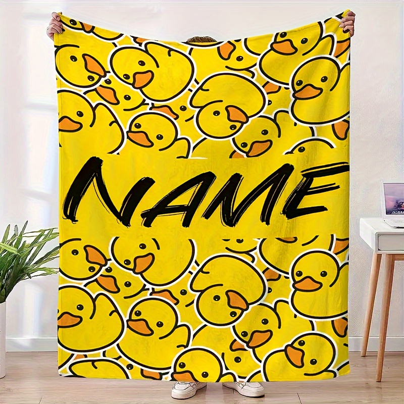 

1pc Customized Text Cartoon Little Print Fleece Blanket, Personalized Soft And Warm Fleece Blanket, Suitable For Sofa, Bed, Travel, Camping, Living Room, Office - Machine Washable, ,