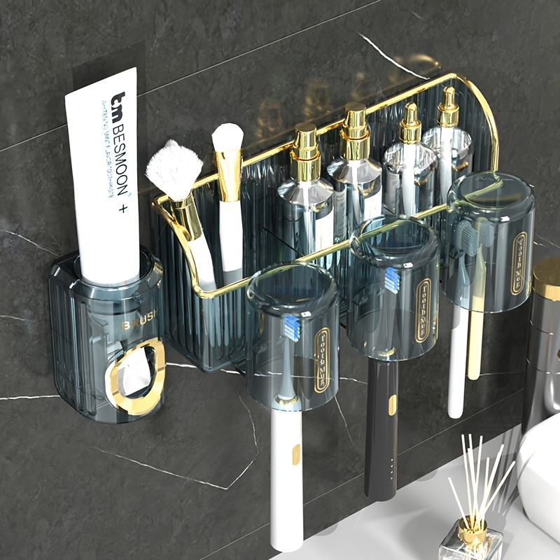 

Space-saving Wall-mounted Toothbrush Holder With 2/3 Cups & Storage Shelf - Home Bathrooms, Bathroom Storage