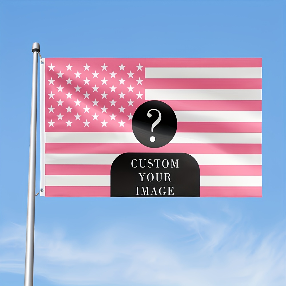 TEMU 1pc Custom Pink American Flag - Personalized Multi Size Polyester Decorative Flag With 2 Grommets (excluding Flagpole), Suitable For Gardens,