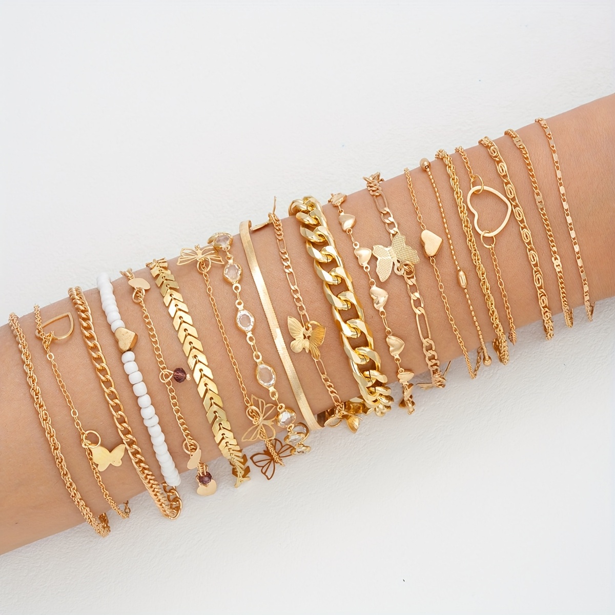 TEMU 19pcs Elegant And Simple Spring And Rice Beads Twist Stacking Bracelet Set For Women' Matching To Attend A Party Dating Holiday Gift