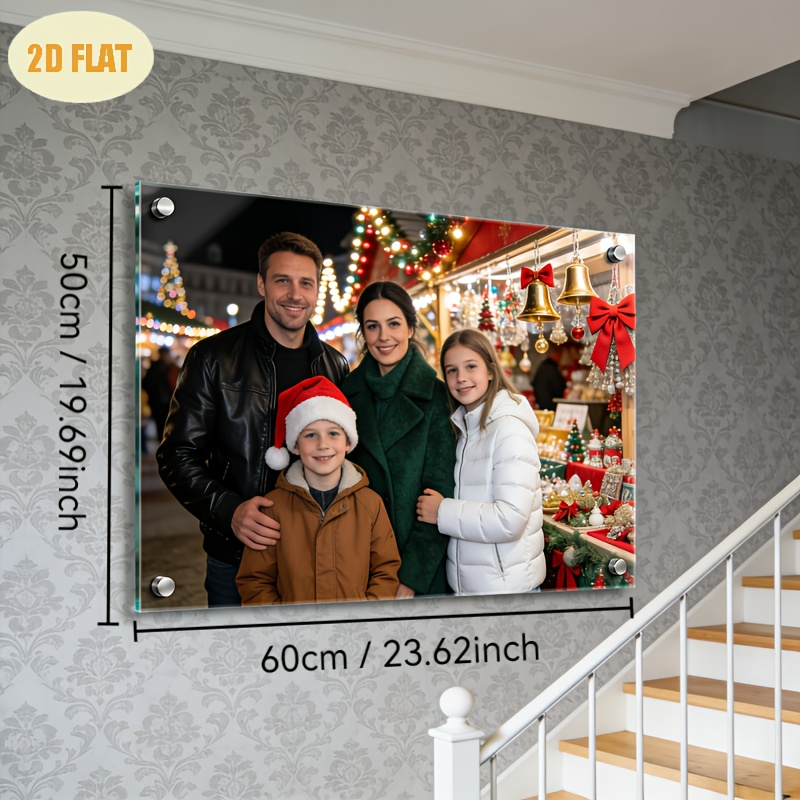 TEMU 2d Flat, Personalized Family Photo Acrylic Wall Art - Picture Frame For Wall-mounted Display, Contemporary Picture Gallery Wall Decor Suitable