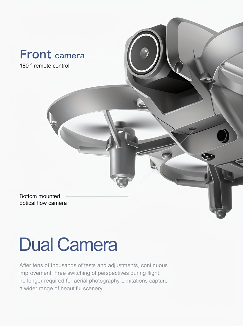Dron D16 con cámara dual de flujo óptico, estabilización visual, control de altura, acrobacias de 360°, evitación de obstáculos, despegue y aterrizaje con un botón, regalo perfecto para diversión familiar