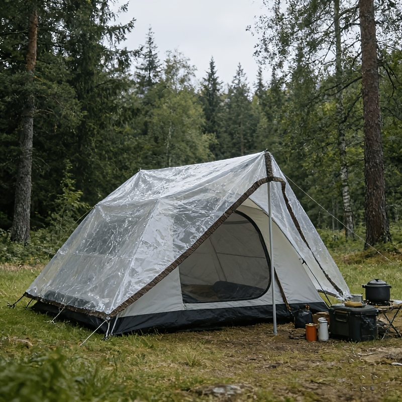 TEMU Transparent Plastic Rainproof Tarpaulin, Outdoor Camping Tent Waterproof Cover, Garden Patio Window Protection, Greenhouse, Chicken Coop, Dog