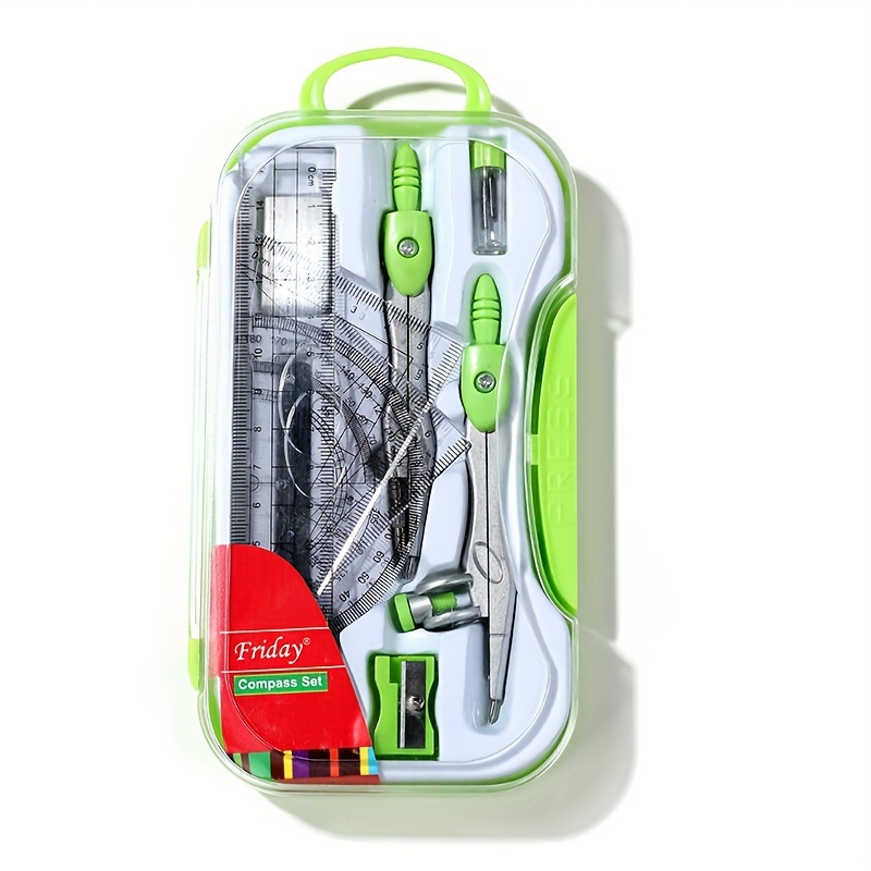 TEMU 10- Studenten Geometrie Kit met , Gradenboog & Tekengereedschap - Duurzaam ABS Materiaal voor Dagelijks Kantoor Gebruik