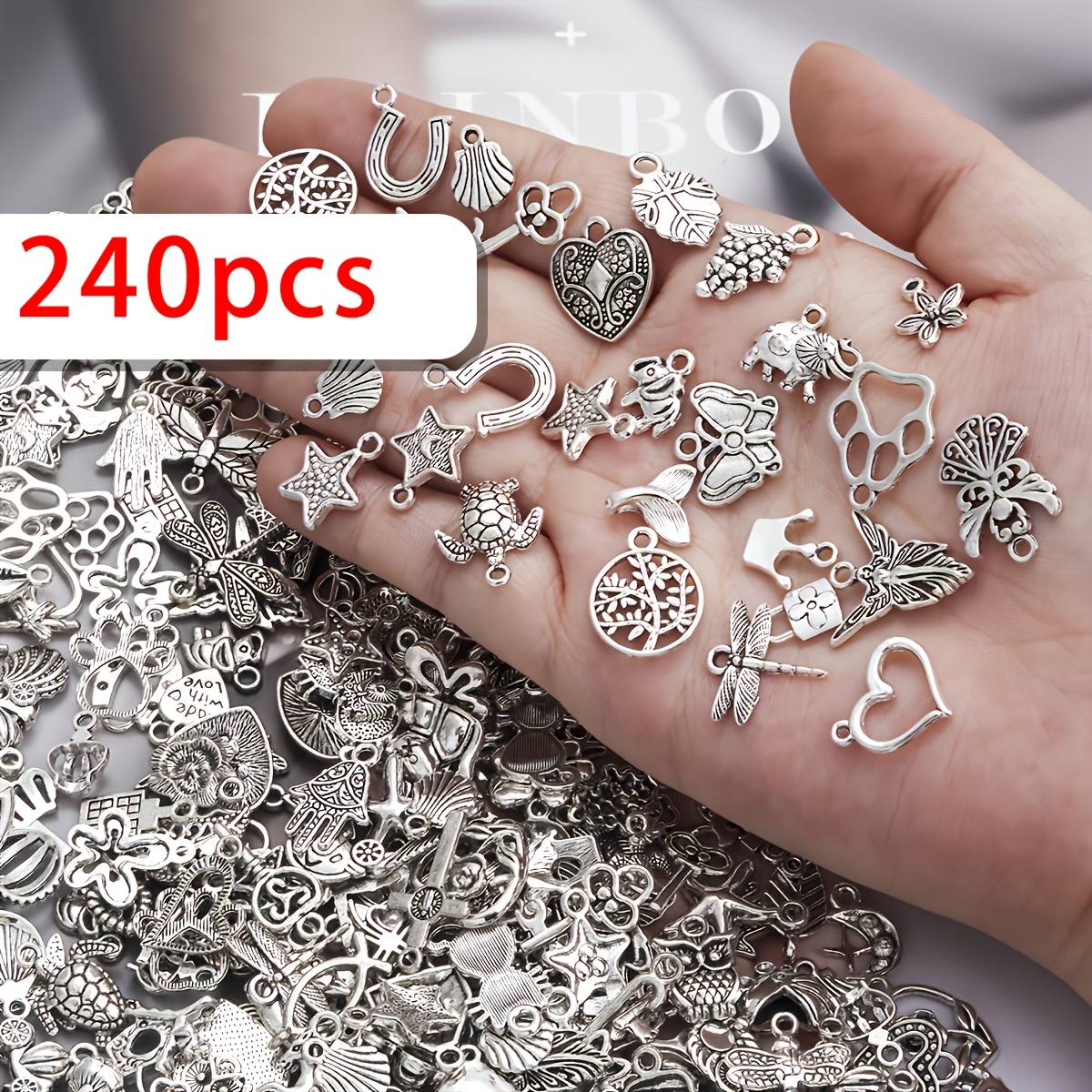 TEMU 60/120/240pcs Of Random Style Mixed Alloy Pendant Jewelry Retro Bracelet Pendant Necklace Jewelry Making Jewelry Bulk Supplies