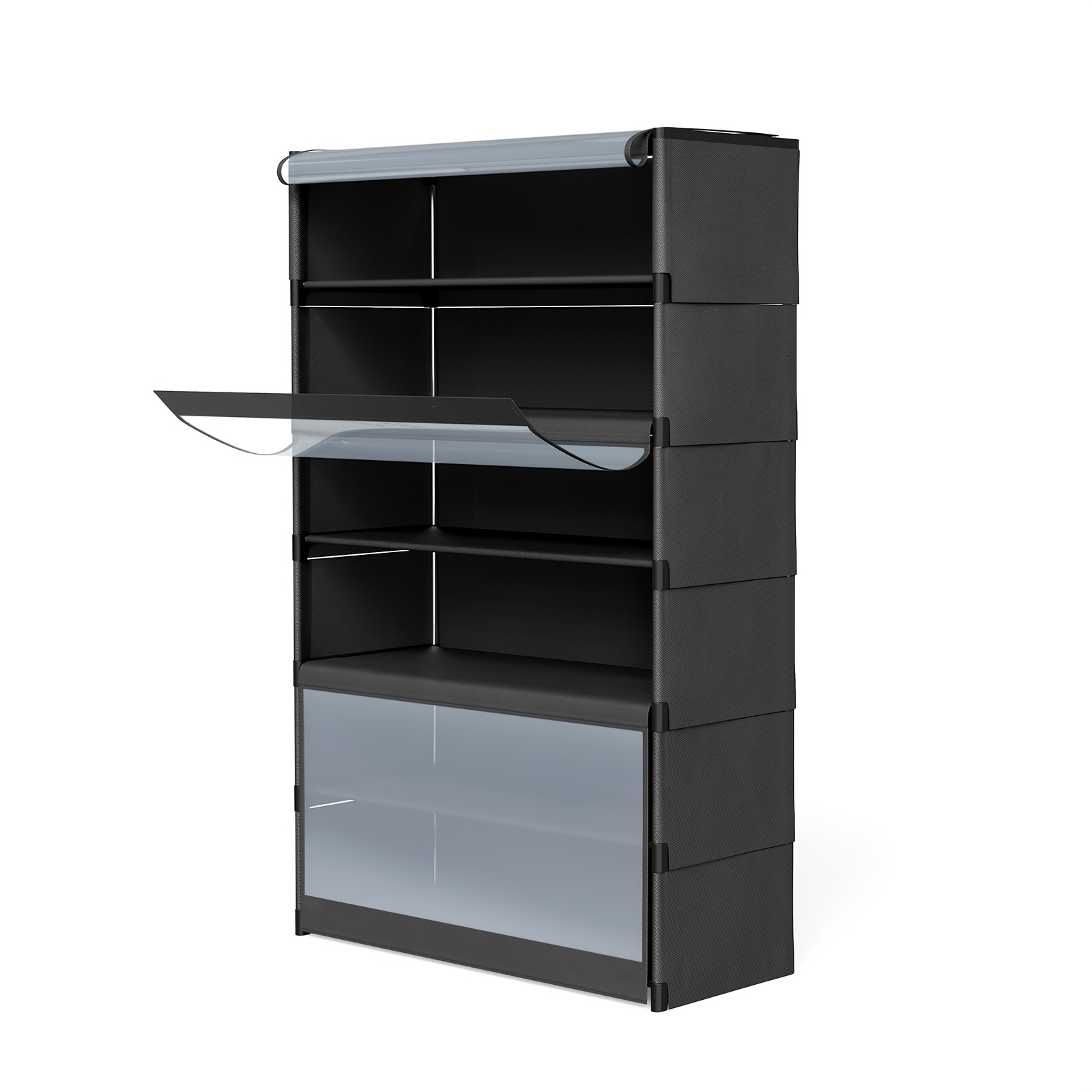 TEMU meuble à chaussures simple à 6 niveaux est une armoire à chaussures transparente et -poussière qui de gagner de la place. Il est doté d'une