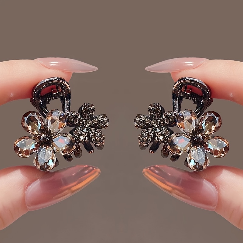 TEMU 2pcs Hair Clips - Alloy Shark Clips With Sparkling Retro , Secure Hold For Flyaways, Women & S 14+, Shark Hair Clip, Control, Vintage Style, ,