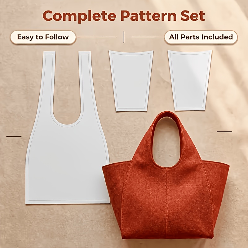 TEMU Set de 3 pièces : Règle de couture transparente en PET et pochoir pour de sacs à main - Convient pour la fabrication de sacs, le matelassage et