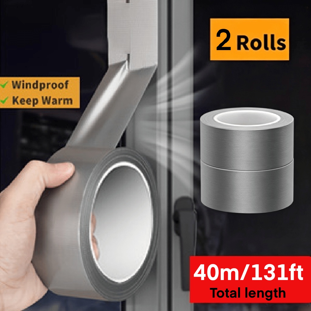 TEMU 2 Rollen Zilverkleurige Tape, Totale Lengte 40 Meter, Breedte 5 , Extra Lange Weerbestendige Tape voor Deuren en Ramen, Winter Afdichtingsstrip