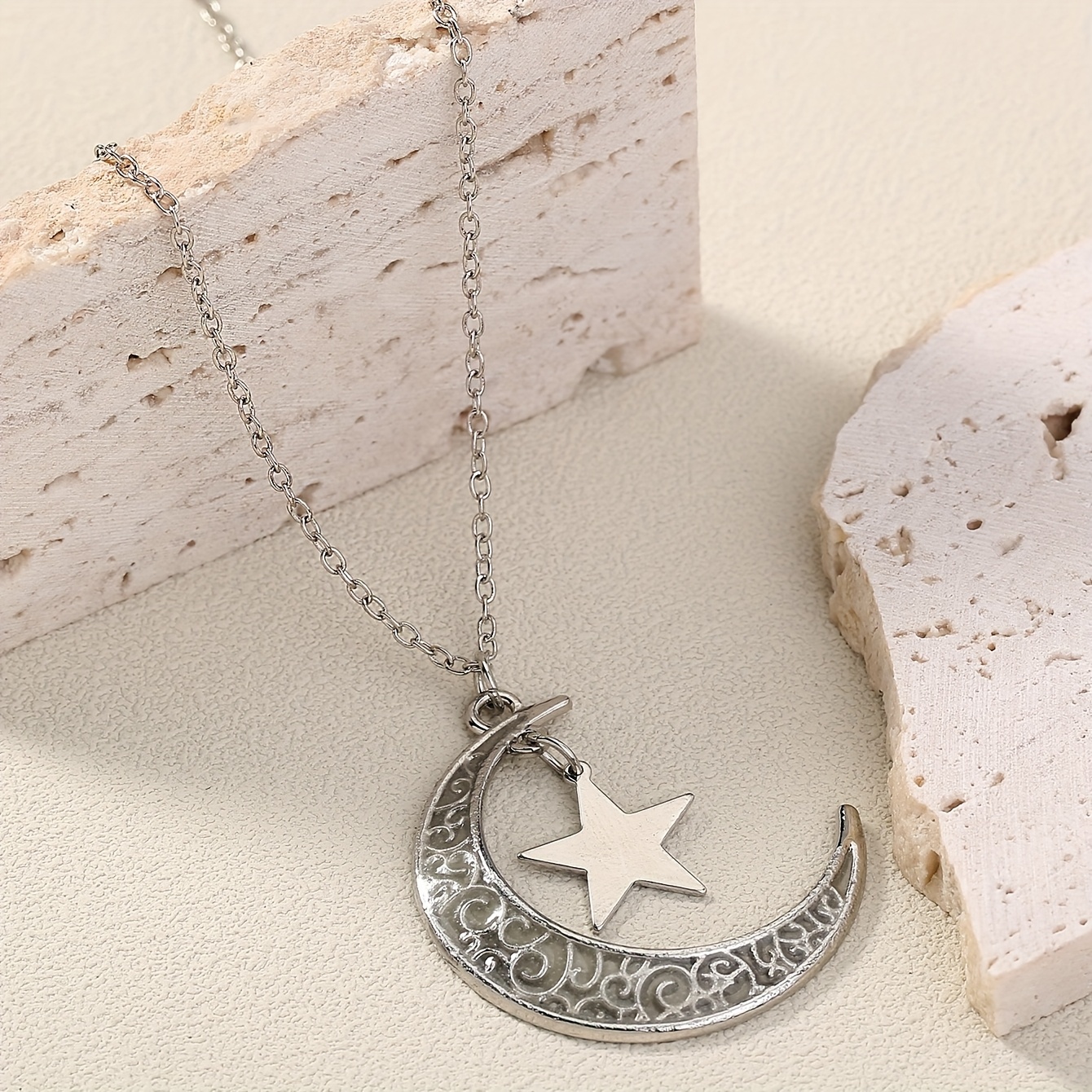 Glow-in-the-Dark Dripping Moon Pendant Necklace, Unisex