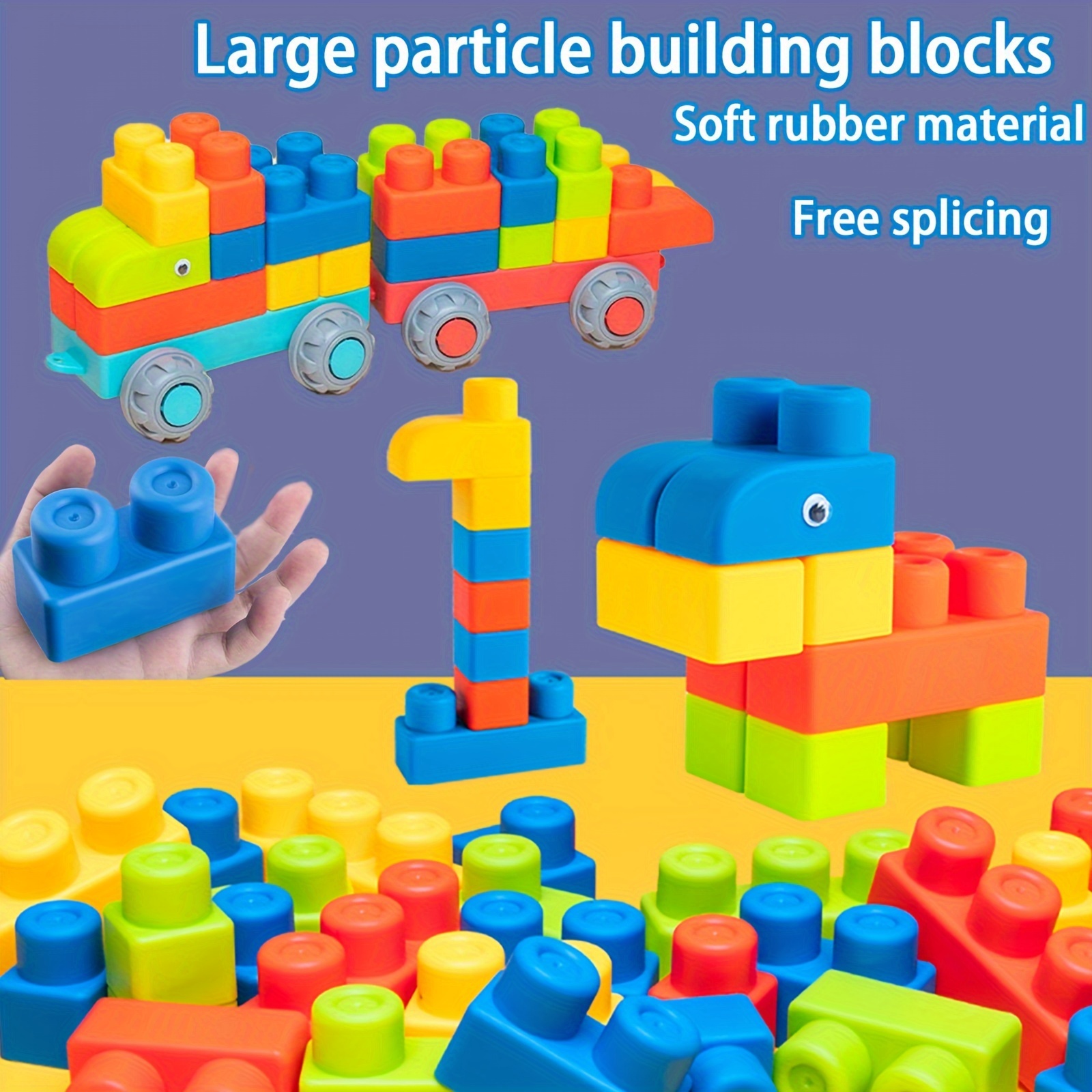 

Soft Rubber Large Block Toy, Assembly Puzzle Brain Toy, Birthday Gift