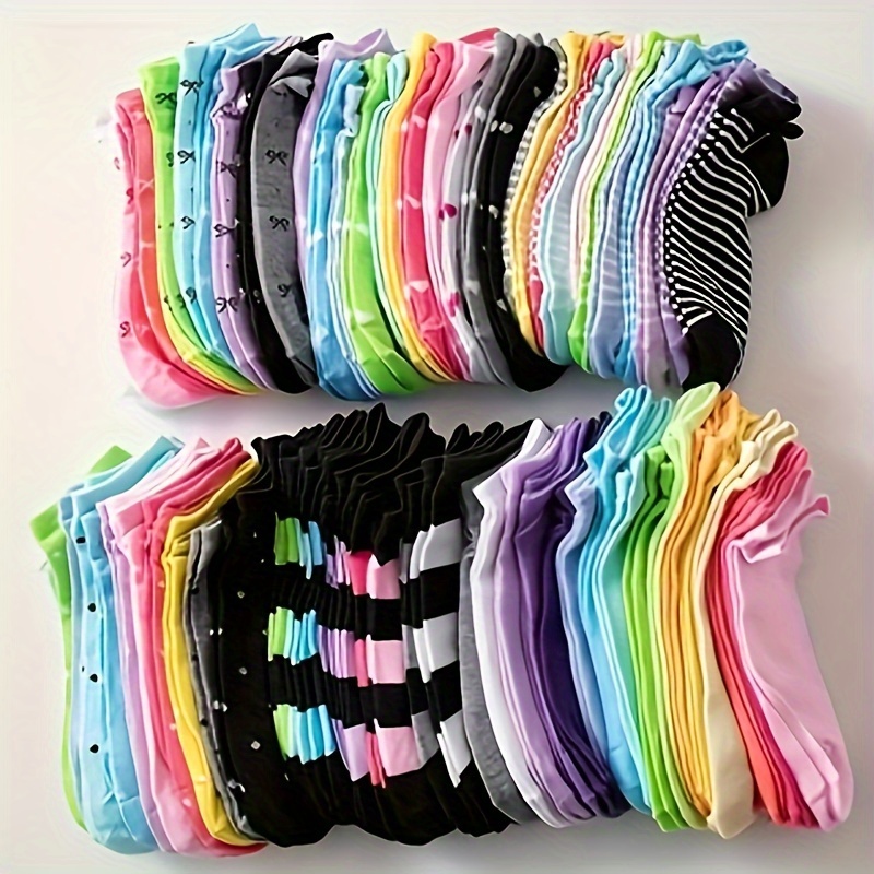 

10 Pairs Candy Colored Ankle Socks, Soft & Comfort No Show Socks, Women's Stockings & Hosiery