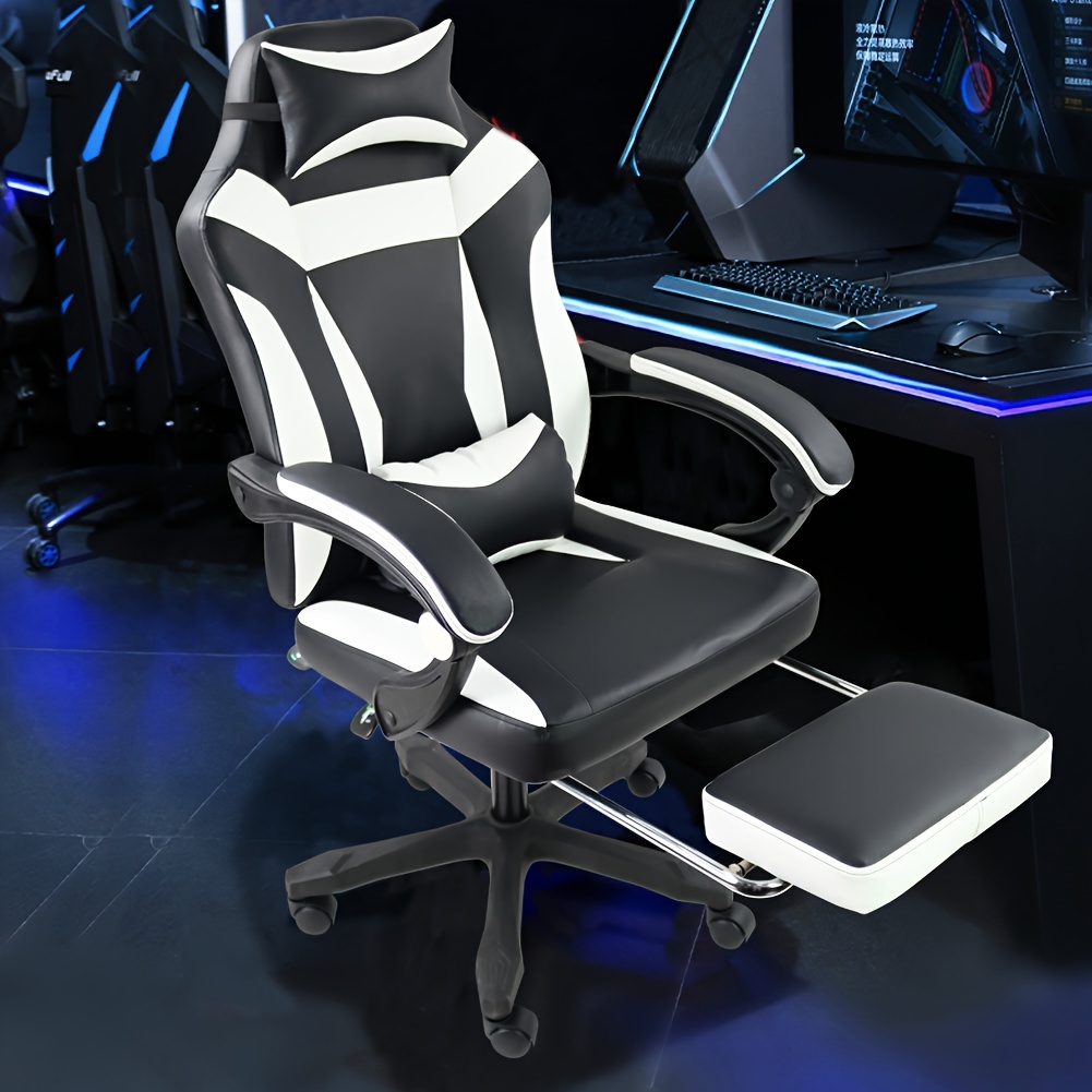 

Kktoner Ergonomic Gaming Chair For E-sport Racing Computer Swivel Height Adjustable With Armrest High Back Headrest And Lumbar Support (white)