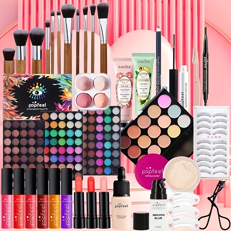 mothers day present all in one makeup set with concealer body lotion eyebrow pencil mascara lip gloss lipstick eyeliner makeup sponge and brush   for holidays and special occasions ideal for mothers day makeup sets