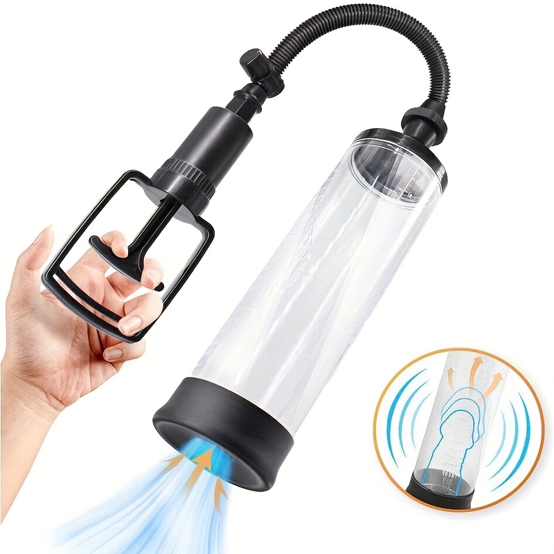 ручний пеніс-насос - вакуумне пристрій з прозорим циліндром та чорним шлангом, без батарейок, переносна іграшка для дорослих для чоловіків і жінок, міцний   для задоволення та непомітного використання, інтимна, елегантний циліндричний  , гладке покриття Опис товару 0