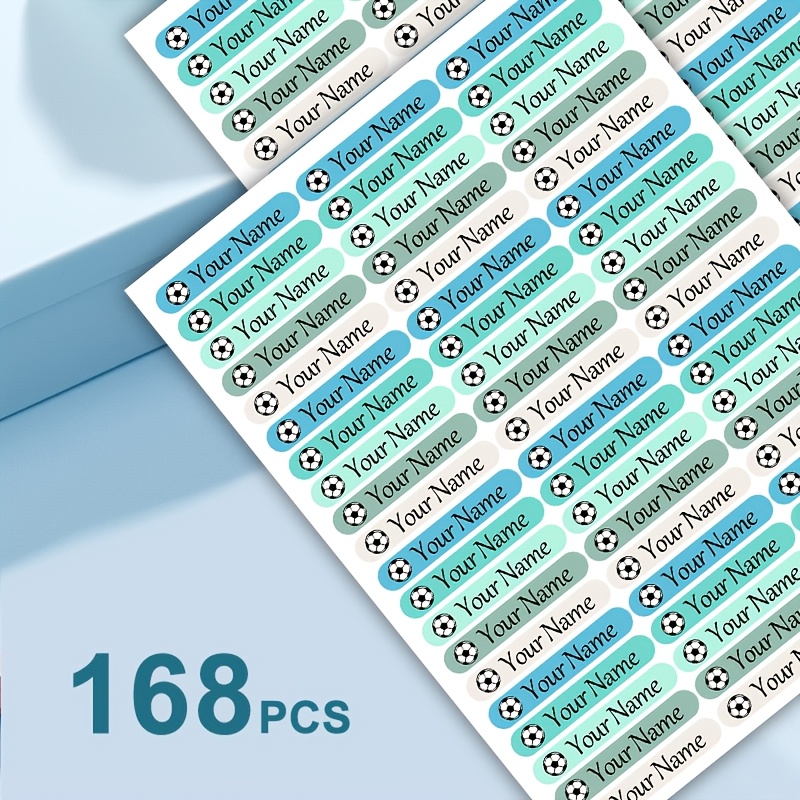 Image of 5108 Football-themed Custom Personalized Name Stickers, And Tear-resistant, Football Theme, And Wear-resistant, Suitable For Multiple , Universal Labels For Water Bottles And Stationery