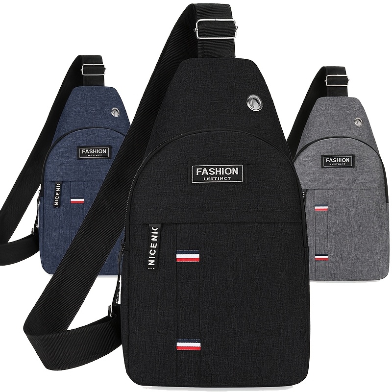 mens crossbody bag lightweight everyday formal use zipper closure adjustable strap compact chest pack for travel gym work   in black dark blue gray minimalist mens purse crossbody purse travel accessory   durable fabric     modern accessory sturdy construction urban   Product details 1