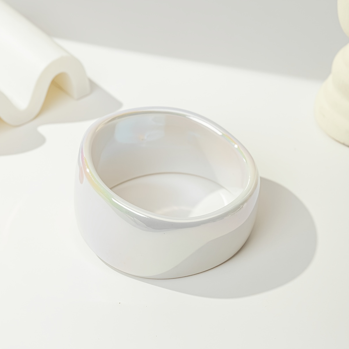 3pc Iridescent White Irregular Square Bangle Set