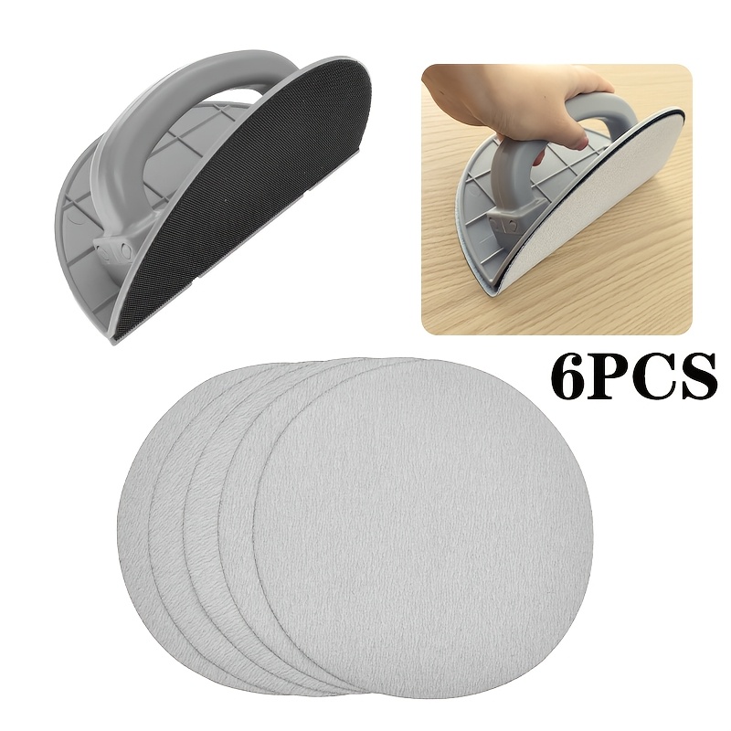 6pcs Sanding Tool With 180grits White Sandpaper, Self-adhesive Semi-circular Sanding Tool- Strong - Durable Plastic Material For Drywall Sanding, And Woodworking Diy Projects - Ergonomic Grip Design