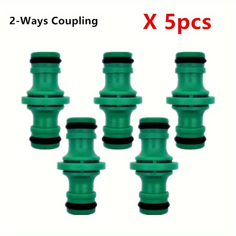 Image of Set Of 5 Joiner Connectors For Repairing 1/2 Inch Garden Hose Tubing, Suitable For Quick Coupling In Drip Irrigation Systems For Greenhouses