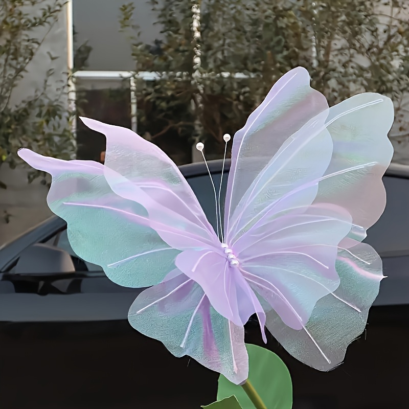TEMU 1 pièce Décoration Papillon 3D Iridescent, Accessoires Papillon Suspendus pour Mariage, Toile de Fond Photographique, Vitrine, Événement