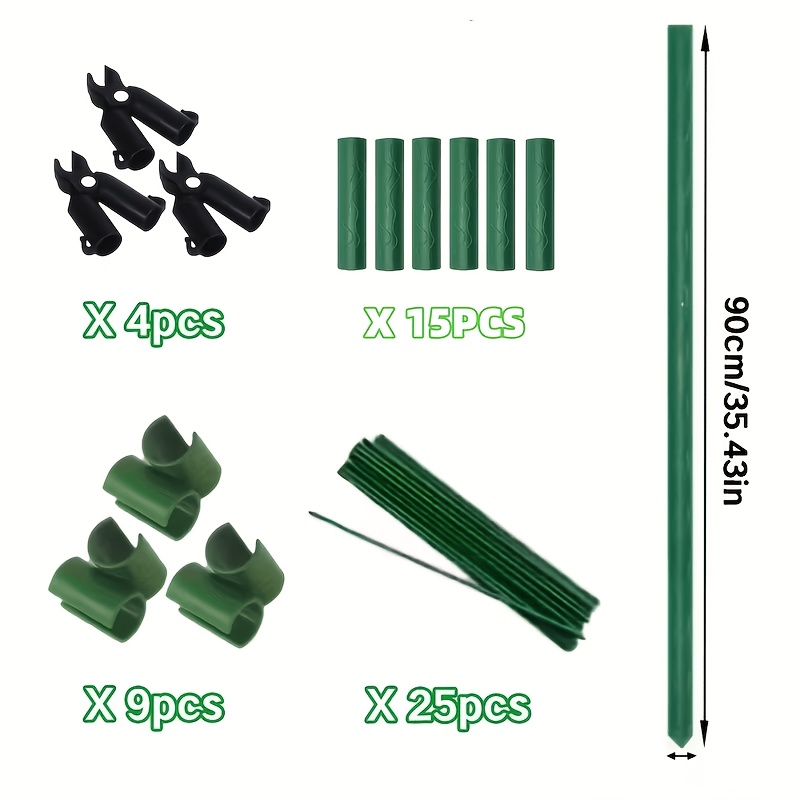 TEMU Ensemble de 53 pièces de support pour plantes horticoles durable, 70.87 pouces X 106.3 pouces, le noyau en métal revêtu de PE est robuste et