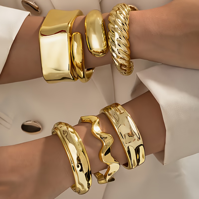 Image of 6pcs Set Of Fashionable And Elegant Cross Wave Bracelets, Suitable For Women To Wear , Parties/dances, Travel, Vacations, Etc., As A Holiday And Birthday Gift For Girlfriends/mothers