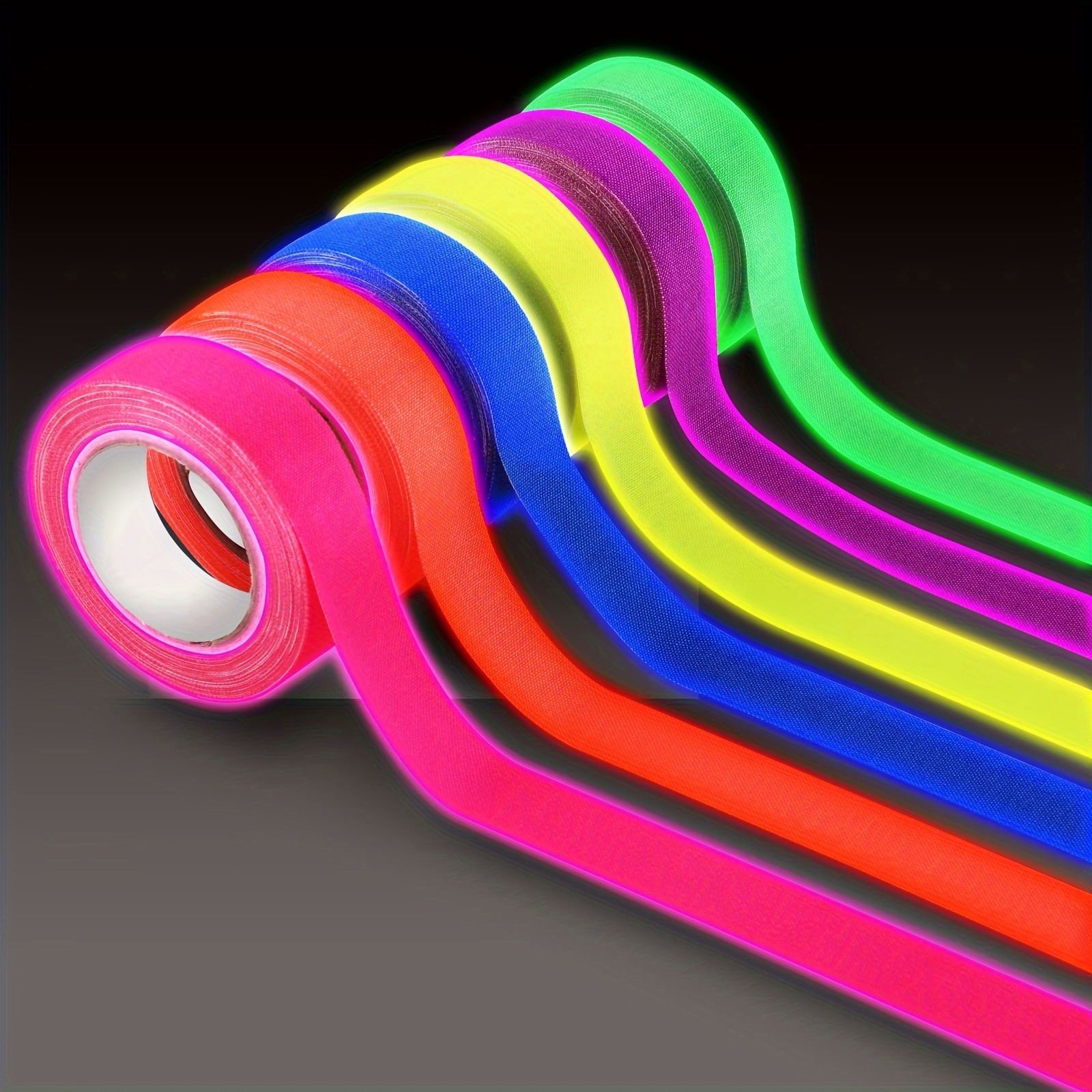 glow in the reactive tape 0 5 x 30ft high adhesion fluorescent neon party favors multi purpose colorful glowing fabric tape for room decor waterproof cotton cloth tape for crafts photography magic shows details 1