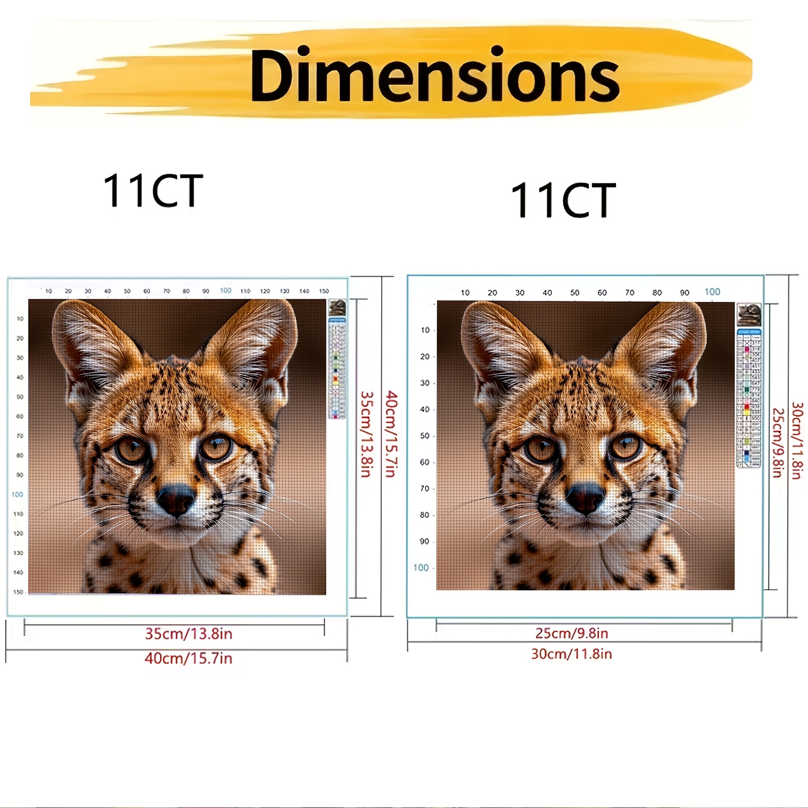 Unframed 11CT/14CT Printed Fabric Cross-Stitch Kit 'Spotted Cat Head Close-Up'