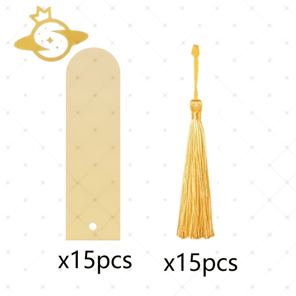TEMU 30pcs Acrylic Bookmark, 15 Acrylic Board With 15 Tassels, Acrylic Blanks Tag Ornaments, Bookmark Label Keychain, Wedding Decorations